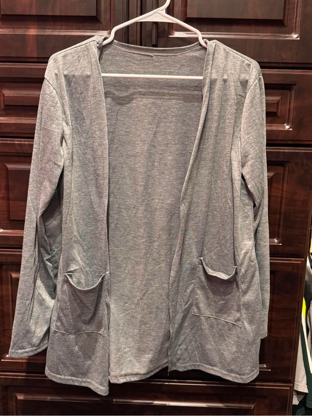 Open-Front Women's Cardigan Sweater in Light Gray SIZE LARGE / XL Light weight